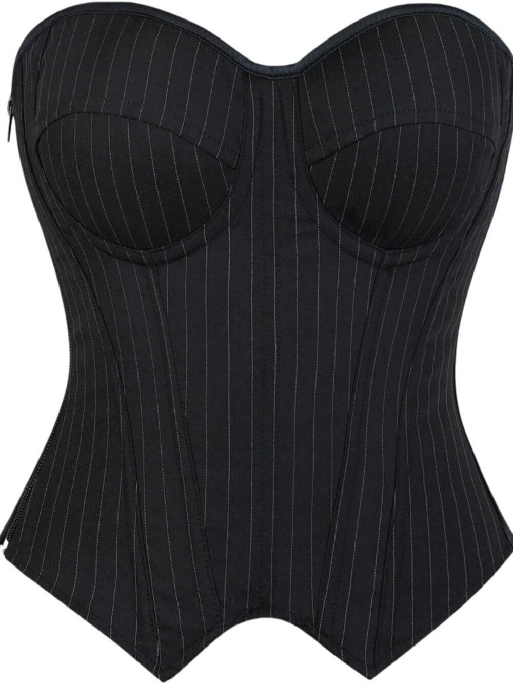 Lace-Up Striped Corset Bustier Top with Zipper - Perfect for Going Out
